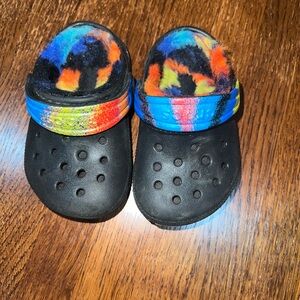 CROCS Kids Black and Multicolor Slippers